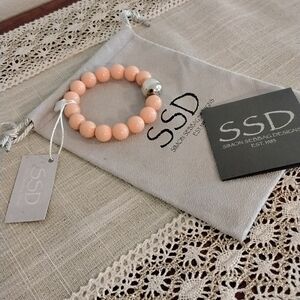 Simon Sebbag Peach Beaded Bracelet with Silver Orb